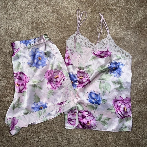 Valerie Stevens Two Piece Floral Cami Sleep Set Lingerie Size Medium - Picture 4 of 14